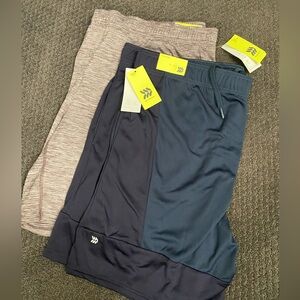All In Motion Men’s‎ Navy and Heather Maroon Shorts with pockets (2 pair) NWT